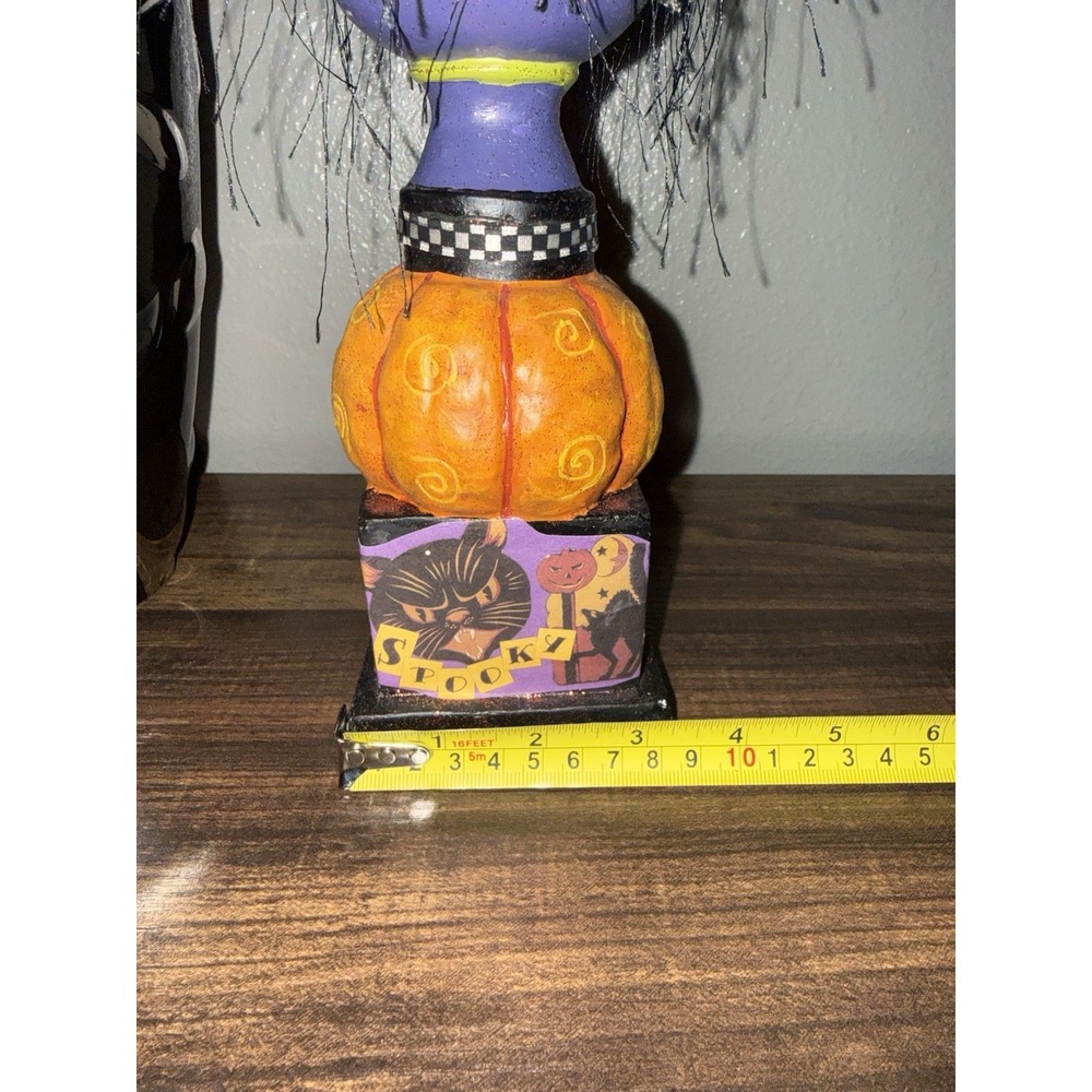 Vintage Retro Halloween Black Cat Paper Mache Figurine Seasonal Decoration - Picture 13 of 13